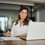 Woman at a desk working