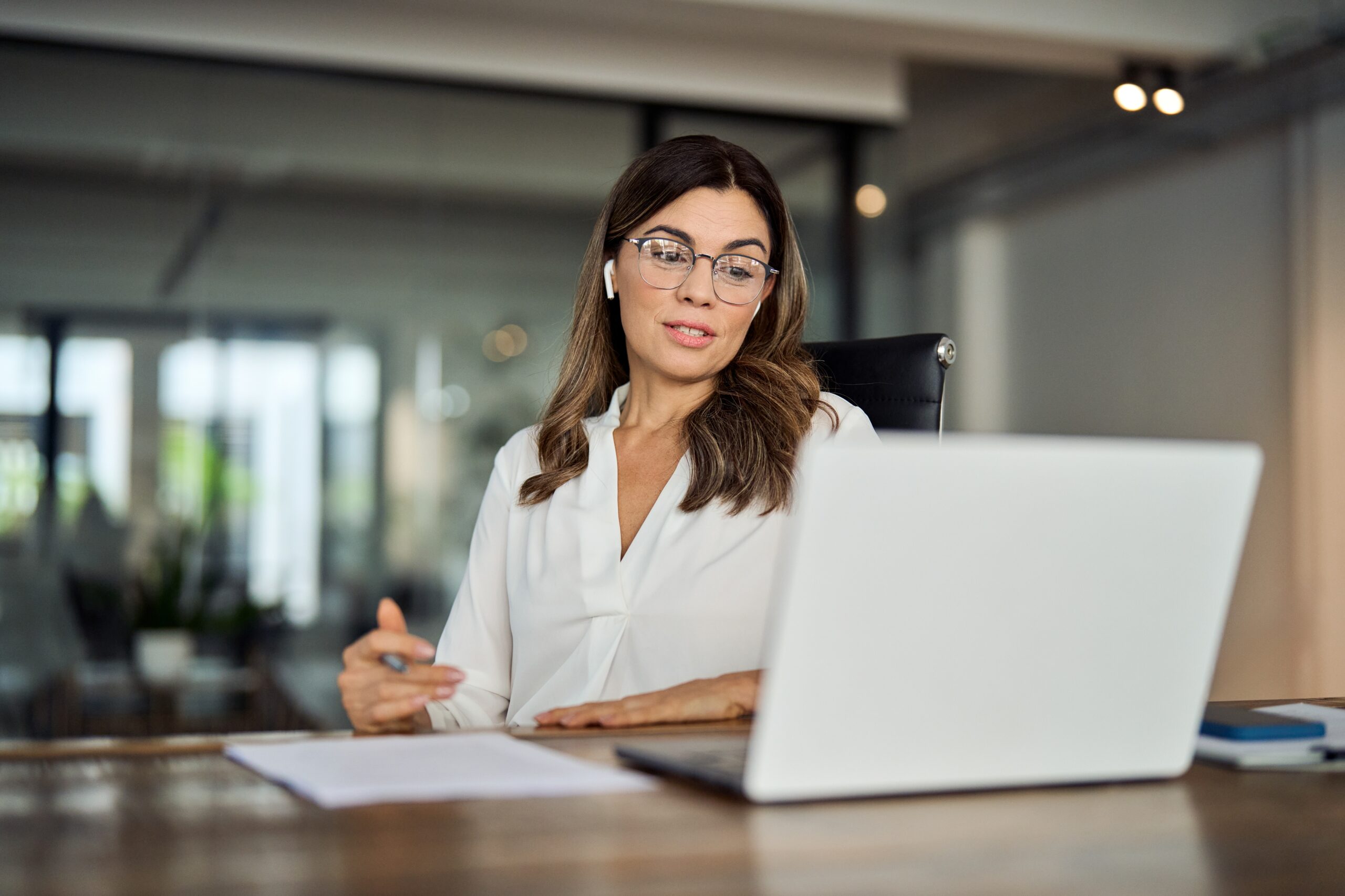 Woman at a desk working