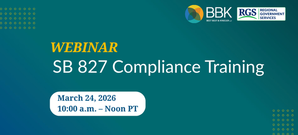 Text Reads: Webinar SB 827 Compliance; March 24, 10 am-12 pm PT